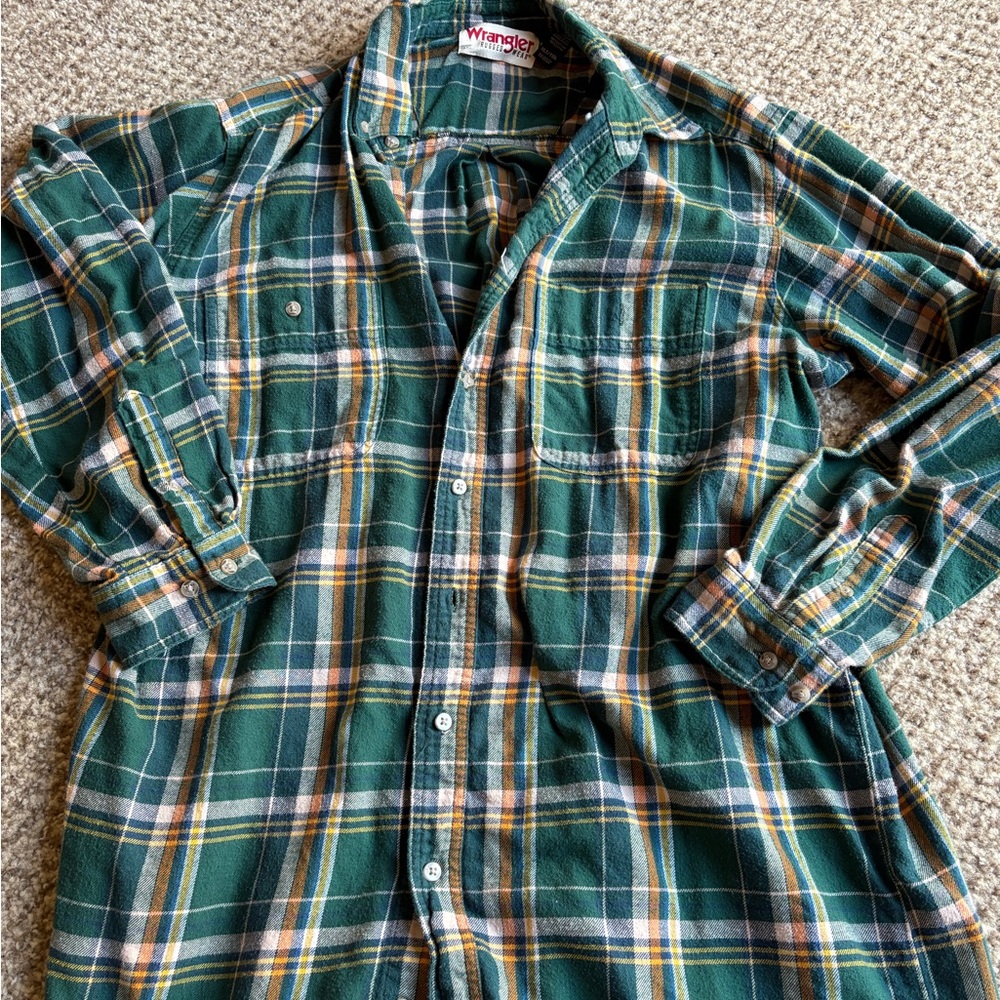 Wrangler Men's Green Plaid Shirt
